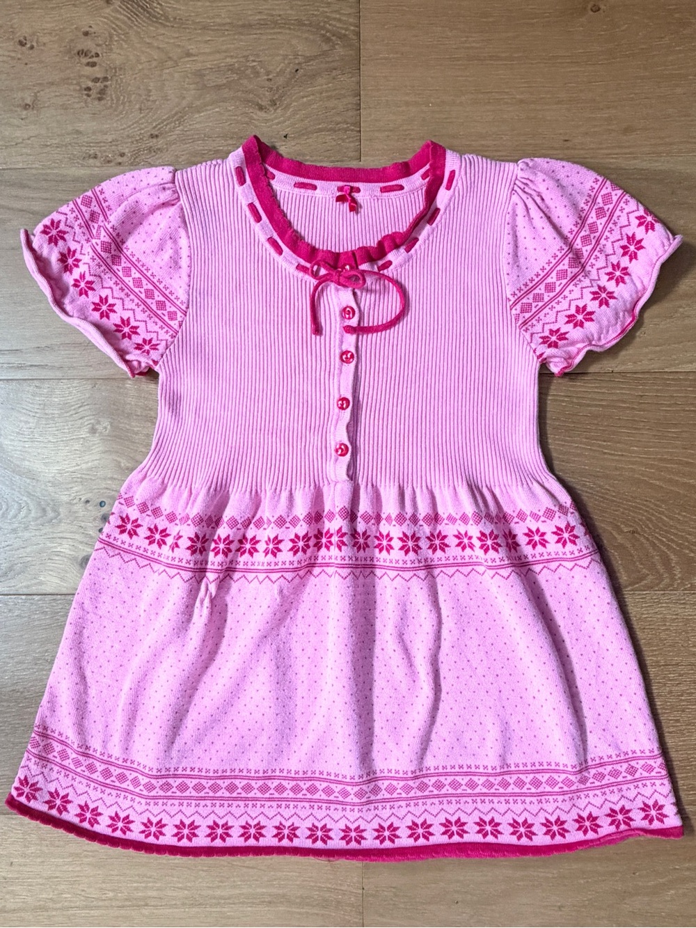 Vtg Y2K Victoria Secret Pout Fair Isle Knit Lounge Dress Pajama Top Pink Small**